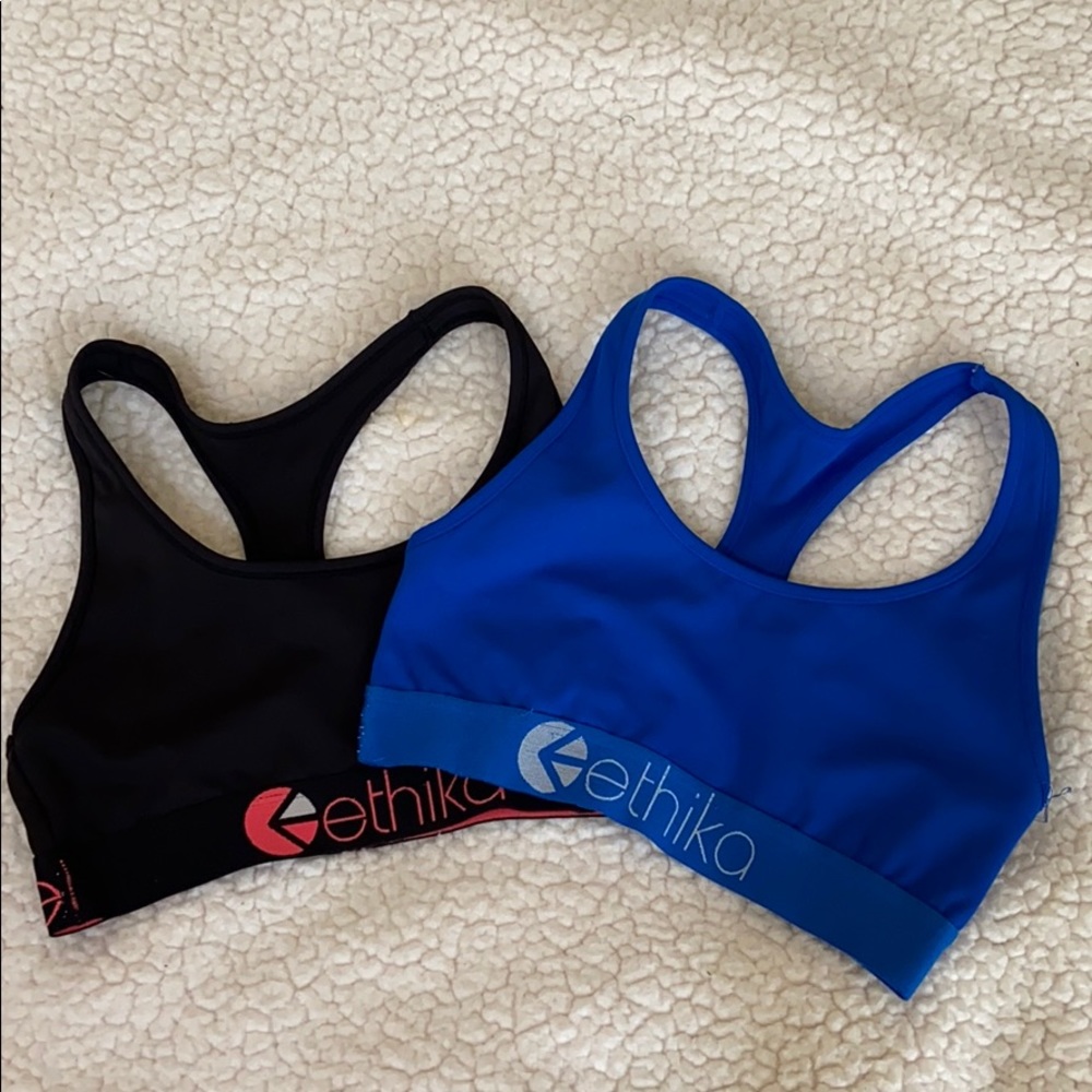 Blue and Black Ethika Sport-bras